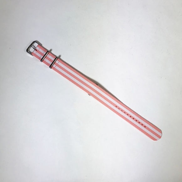 Kapten & Son Pink and White Stripe Watch Strap - Picture 1 of 3
